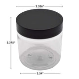 SAMPLE of 4 oz Clear Pet Plastic Single Wall Jar - Black Or White - (1 Count SAMPLE)-Glass Jars