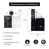 SAMPLE of Mylar Bag Black/Clear - 1/2 Oz - 14 Grams - 5x8.15" - (1 Count SAMPLE)-MYLAR SMELL PROOF BAGS