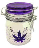 Medium Glass Stash Jar With Air Tight Closure Clamp - Various Designs - (1 Count)