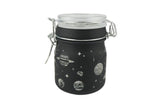 Medium Glass Stash Jar With Air Tight Closure Clamp - Various Designs - (1 Count)