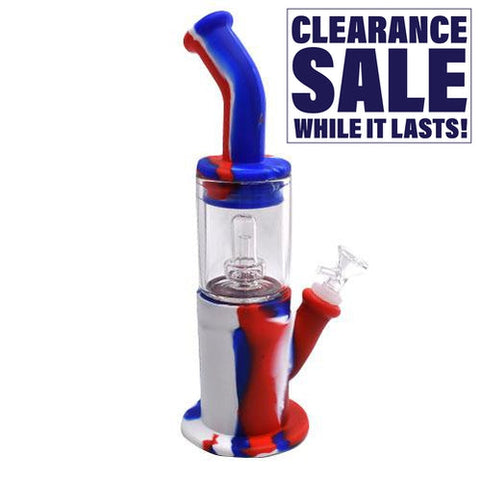 12" Bent Neck Hybrid Silicone Perc Waterpipe - Color May Vary - (1 OR 3 Count)-Silicone Hand Pipe