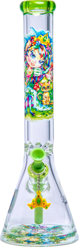 15" Influenced Brandz X Linda Biggs Beaker Bong - (1 Count)-Hand Glass, Rigs, & Bubblers