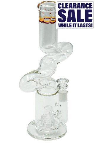 15.5" 7MM Thick Zig Zag Tire Perc Bubbler - Color May Vary - (1 Count)-Hand Glass, Rigs, & Bubblers