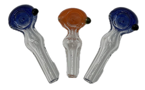 3.5" Clear Glass Hand Pipe With Various Colored Tips - (1 Count)-Hand Glass, Rigs, & Bubblers