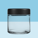 3oz Extra Wide Clear Glass Jar with Black Child-Proof Cap (144 Count Case)-Glass Jars