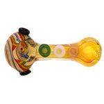 4” Frit and Fumed Rasta Buttons Glass Pipe - Color May Vary - (1 Count)-Hand Glass, Rigs, & Bubblers