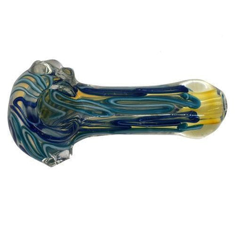 4" Frit Heavy Artistic Striped & Bumpy Glass Pipe - Color May Vary - (1 ,5 OR 10 Count)-Hand Glass, Rigs, & Bubblers