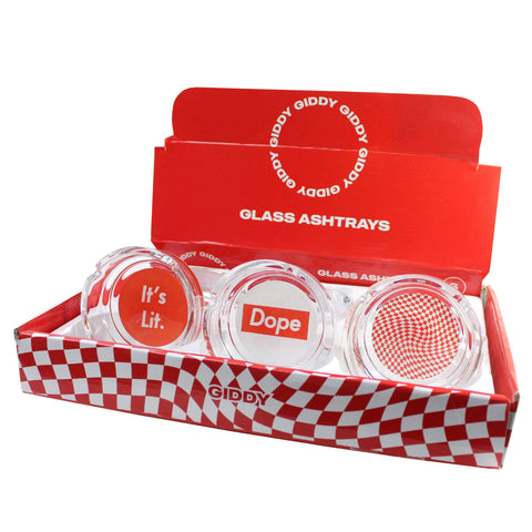 4" Giddy Glass Ashtray - Supreme Dope - (6 Count Display)-Rolling Trays and Accessories