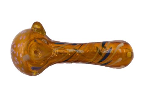 4" Gold Fume Detailed Design & Heavy Hand Glass - (1 Count, 5 Count OR 10 Count)-Hand Glass, Rigs, & Bubblers