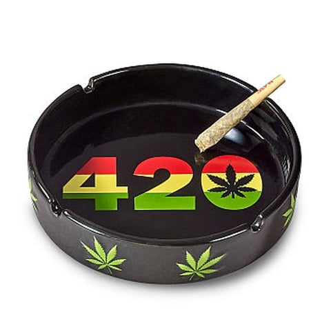 420 Ceramic Ashtray - (1 Count)-Hand Glass, Rigs, & Bubblers