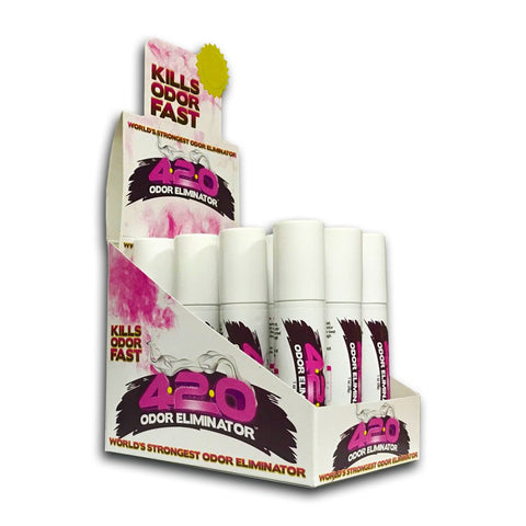 420 Odor Eliminator Spray Sleeve Sweet Vanilla Pink (12 Count Display)-Air Fresheners & Candles