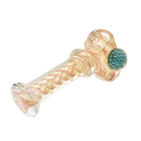 4.5" Heavy Gold Fumed Glass Handpipe - Design May Vary - (1 Count)-Hand Glass, Rigs, & Bubblers