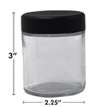 4oz Extra Wide Clear Glass Jar with Black Child-Proof Cap (24 Count Case)-Glass Jars