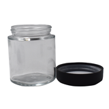 4oz Extra Wide Clear Glass Jar with Black Child-Proof Cap (24 Count Case)-Glass Jars