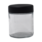 4oz Extra Wide Clear Glass Jar with Black Child-Proof Cap (24 Count Case)-Glass Jars