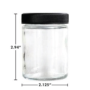 4oz Glass Jar Screw Top - Clear Jar with Black Lid (90 - 9,000 Count)-Glass Jars