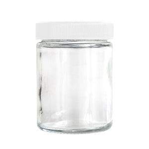 4oz Glass Jar Screw Top - Clear Jar with White Lid (90 - 9,000 Count)-Glass Jars