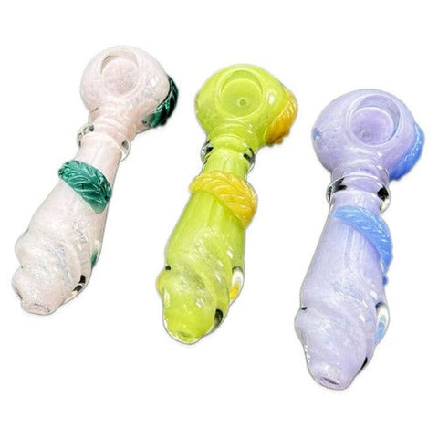 5" Tail Twisted Leaf Wrap Hand Pipe - Design May Vary - (1 Count)-Hand Glass, Rigs, & Bubblers