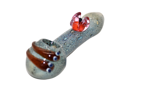 5.5" Frit & Flower Heavy Hand Glass - Color May Vary - (1 Count)-Hand Glass, Rigs, & Bubblers