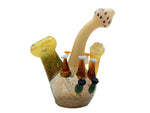 6" Mushroom Inspired Bubbler With Built In Downstem - Color May Vary - (1 Count)-Hand Glass, Rigs, & Bubblers