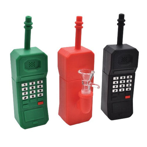 7" Cell Phone Silicone Water Pipe - Color May Vary - (1 Count)-Hand Glass, Rigs, & Bubblers