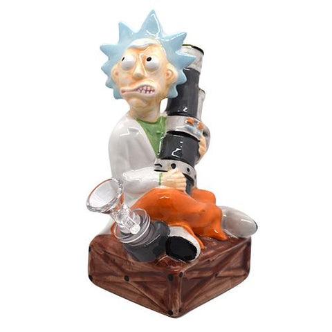 7" R & M Mad Scientist Ceramic Water Pipe - - Color May Vary - (1 Count)-Ceramic Bubbler