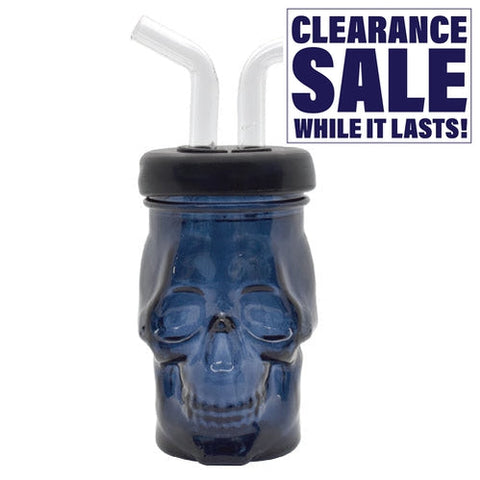 8" Skull Water Oil Bubbler - Black - (1, 3, or 6 Count)-Hand Glass, Rigs, & Bubblers