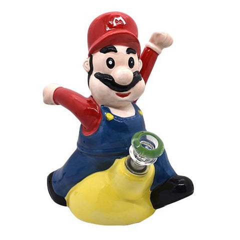 9" Happy Plumber Ceramic Water Pipe - Color May Vary - (1 Count)-Ceramic Bubbler