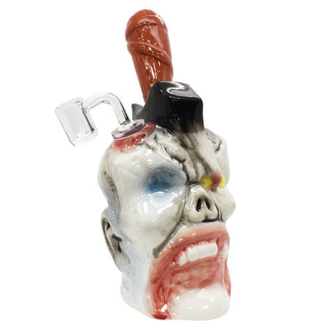 9" Zombie Skull Ceramic Water Bubbler - (1 Count, 3 Count OR 6 Count)-Hand Glass, Rigs, & Bubblers