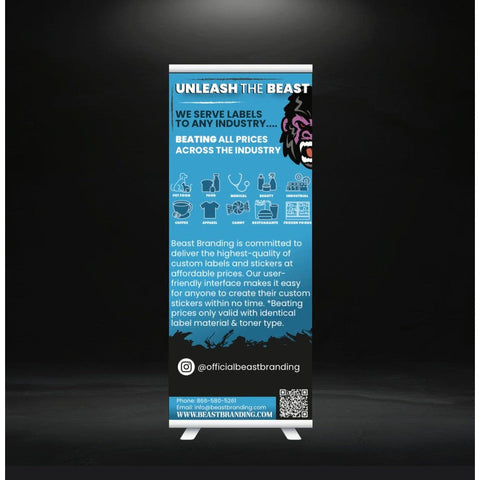 Beast Branding CUSTOM PRINTED Retractable Banner with Stand-Custom Print Stickers