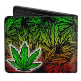 Bi-Fold Wallet - Marijuana Haze Rasta White-Novelty, Hats & Clothing