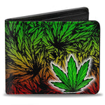 Bi-Fold Wallet - Marijuana Haze Rasta White-Novelty, Hats & Clothing