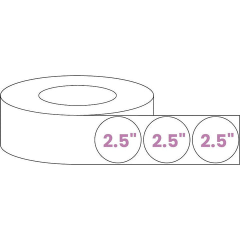 Blank Roll 2.5" Circle White Gloss Premium BOPP Labels (1 Roll - 1,000 Count)-Prescription Labels & State Compliant Labels