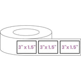 Blank Roll 3" x 1.5" Rectangle White Gloss Premium BOPP Labels-Prescription Labels & State Compliant Labels