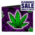 Canvas Bi-Fold Wallet - Marijuana Haze Purple-Novelty, Hats & Clothing