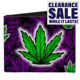 Canvas Bi-Fold Wallet - Marijuana Haze Purple-Novelty, Hats & Clothing