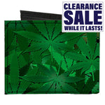 Canvas Bi-Fold Wallet - Marijuana Leaves Stacked-Novelty, Hats & Clothing