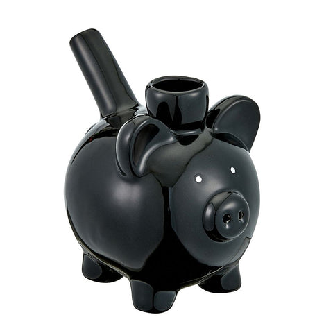 Ceramic Black Piggy Pipe - (1 Count)-Hand Glass, Rigs, & Bubblers