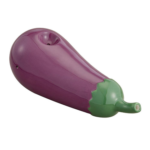 Ceramic Eggplant Hand Pipe - (1 Count)-Hand Glass, Rigs, & Bubblers