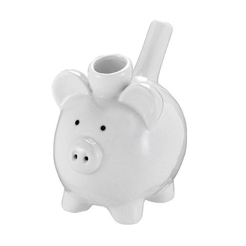 Ceramic White Piggy Pipe - (1 Count)-Hand Glass, Rigs, & Bubblers