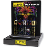 Clipper Full Metal Black With Skull Design - Includes Case - (12 Count)-Lighters and Torches