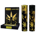 Clipper Full Metal Gold Leaves With Individual Case - (12 Count Display)-Lighters and Torches