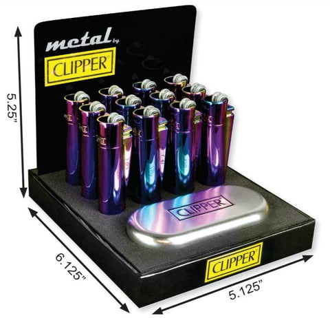 Clipper Full Metal Icy Colors Lighter With Case (12 Count Display)-Lighters and Torches