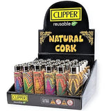 Clipper Natural Cork Lighters - Leaves Design (30 Count Display)-Lighters and Torches