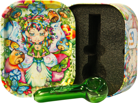 Influenced Brandz X Linda Biggs Hand Pipe In Tin Case - (1 Count)-Hand Glass, Rigs, & Bubblers