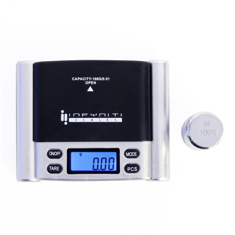 Infyniti AMP Digital Pocket Scale 100g x 0.01g W/ 100 Gram Calibration Weight - (1 Count)-Scales & Calibration Weights