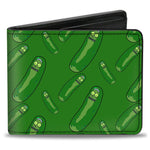 Licensed Bi-Fold Wallet - Rick and Morty Pickle Rick Pose Scattered Greens-Novelty, Hats & Clothing