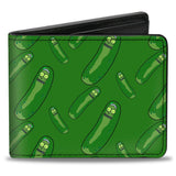 Licensed Bi-Fold Wallet - Rick and Morty Pickle Rick Pose Scattered Greens-Novelty, Hats & Clothing