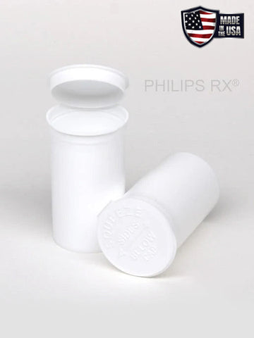 Philips RX 13 Dram Pop Top Vial - Child Resistant - Opaque White - (315 Count Per Box)-Pop Top Vials