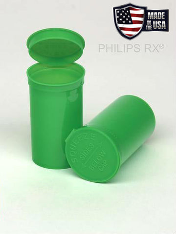 Philips RX 19 Dram Pop Top Vial - 1/8 Oz - Child Resistant - Opaque Lime Green (225 Count)-Pop Top Vials